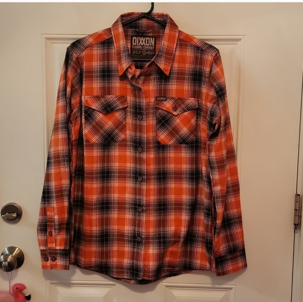 DIXXON FLANEL Orange and Black Casual Button Down Shirt
